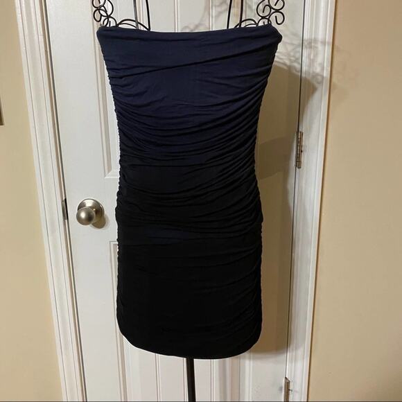 Young Fabulous Broke Strapless Navy to Black Ombré Ruched Dress, Sz Sm - Picture 4 of 11
